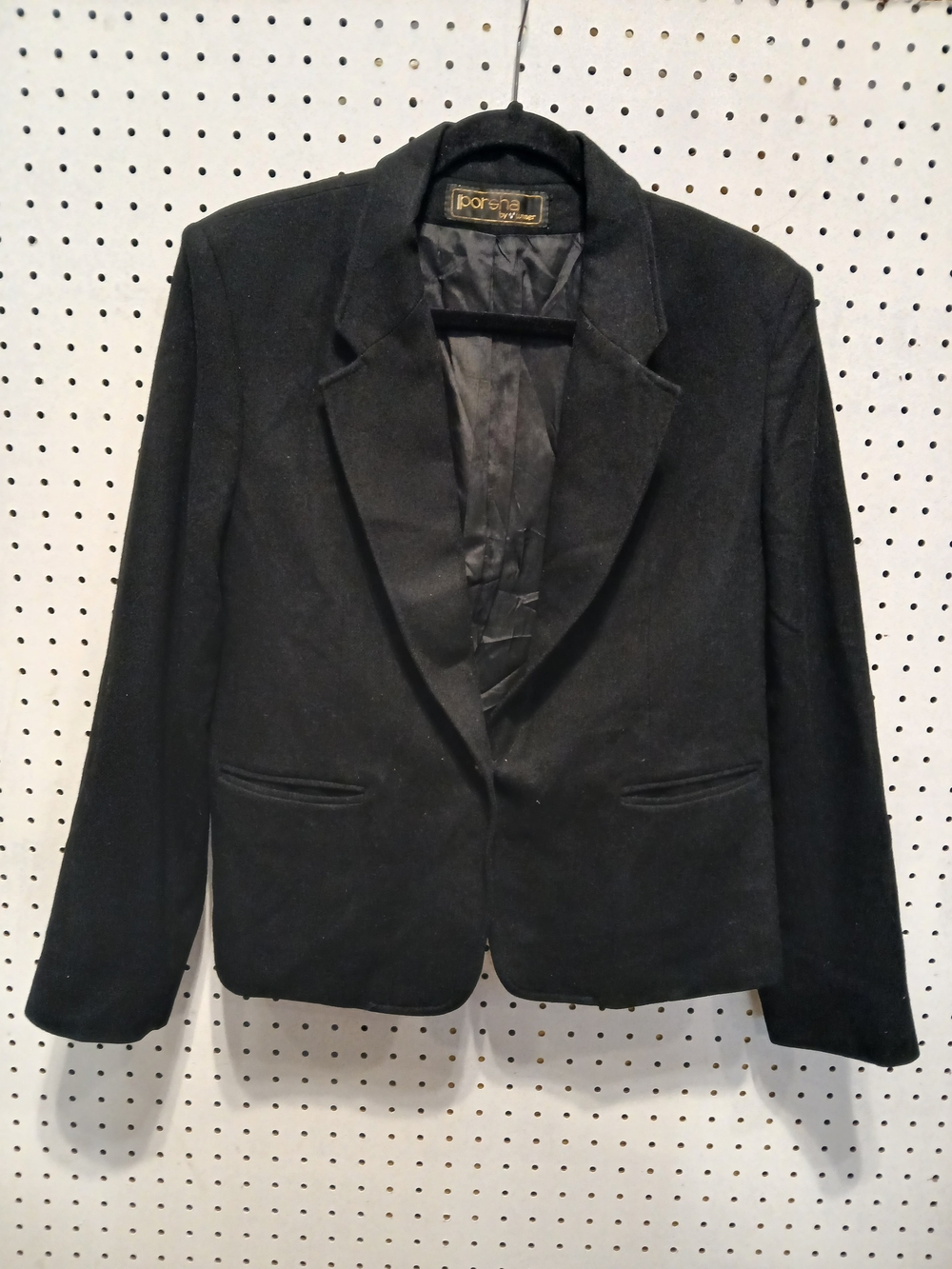 Vintage Porsha By Winer Black Wool Single-Button Blazer Jacket View 4
